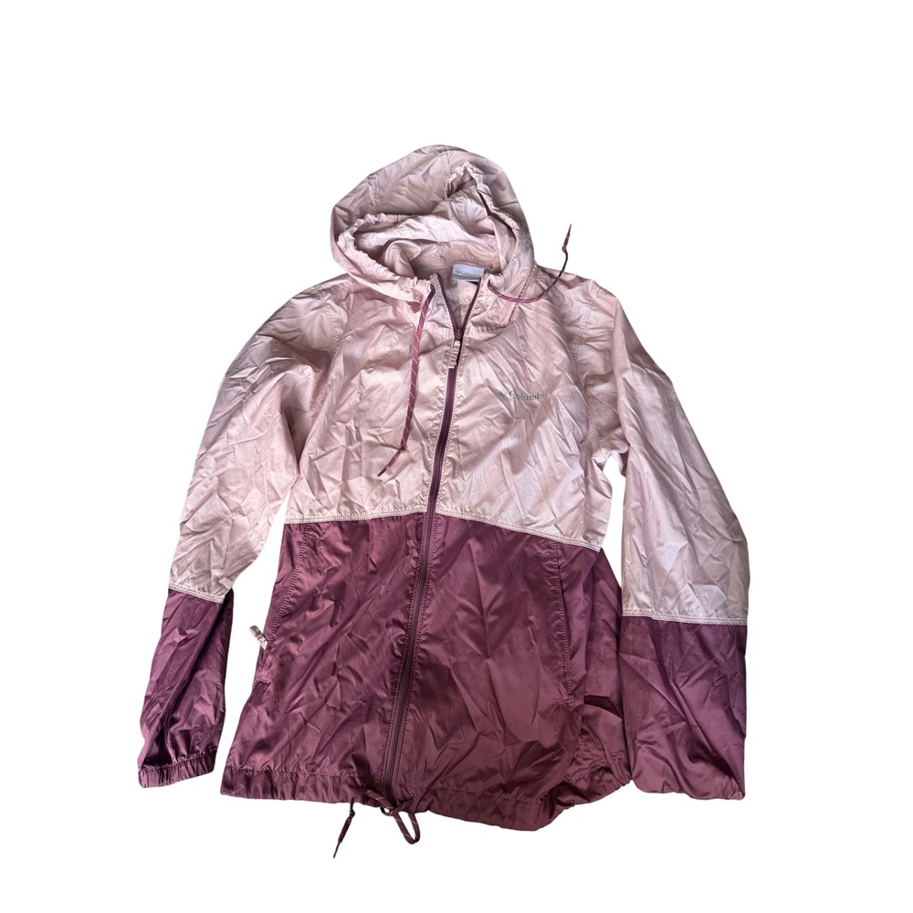 Columbia Womens Colorblock Windbreaker‎ Jacket Full Zip XS Pink Burgundy